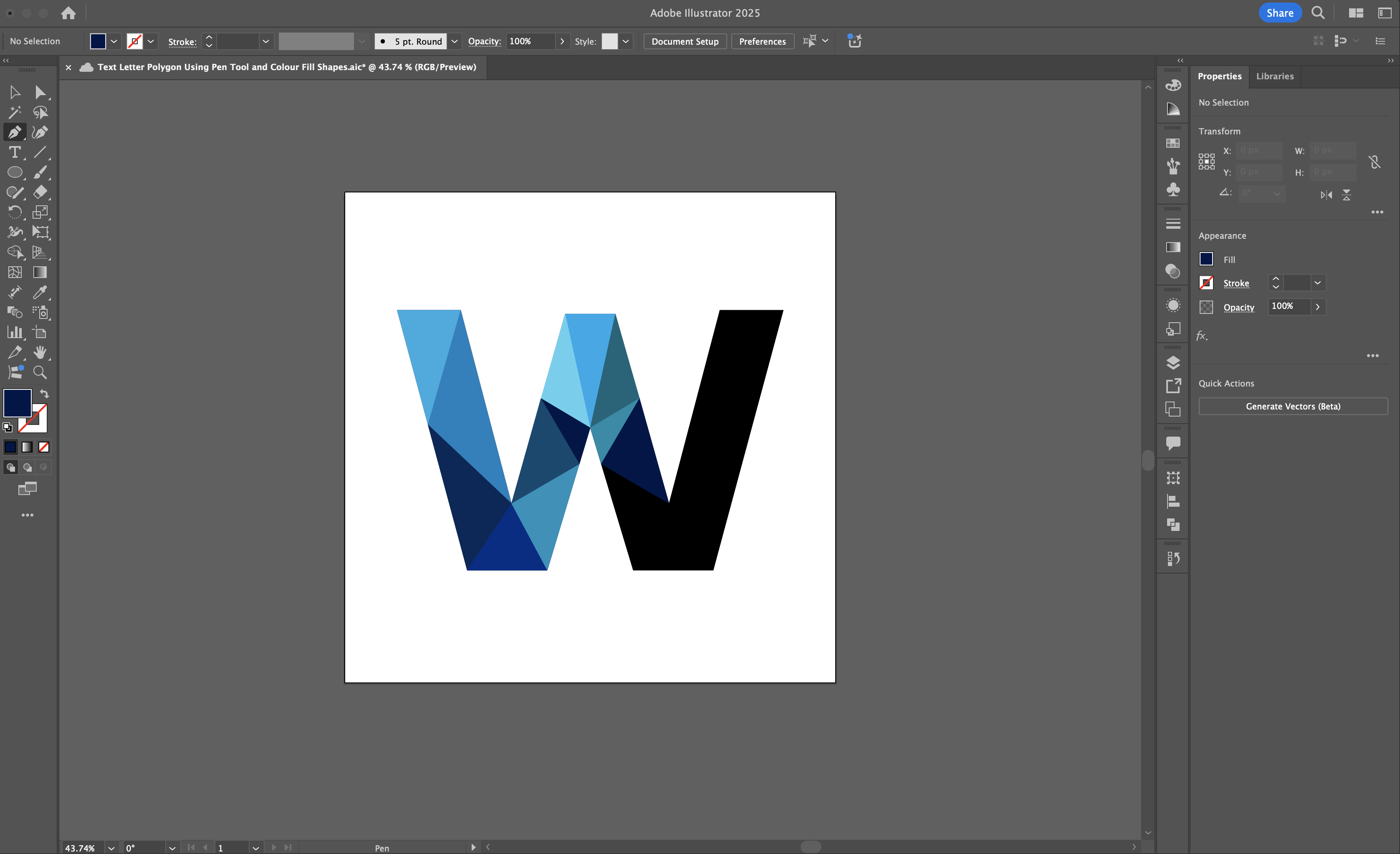 Use pen tool to draw more triangles